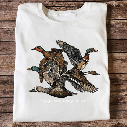 Flying Ducks T-Shirt, Vintage Waterfowl Hunting Tee