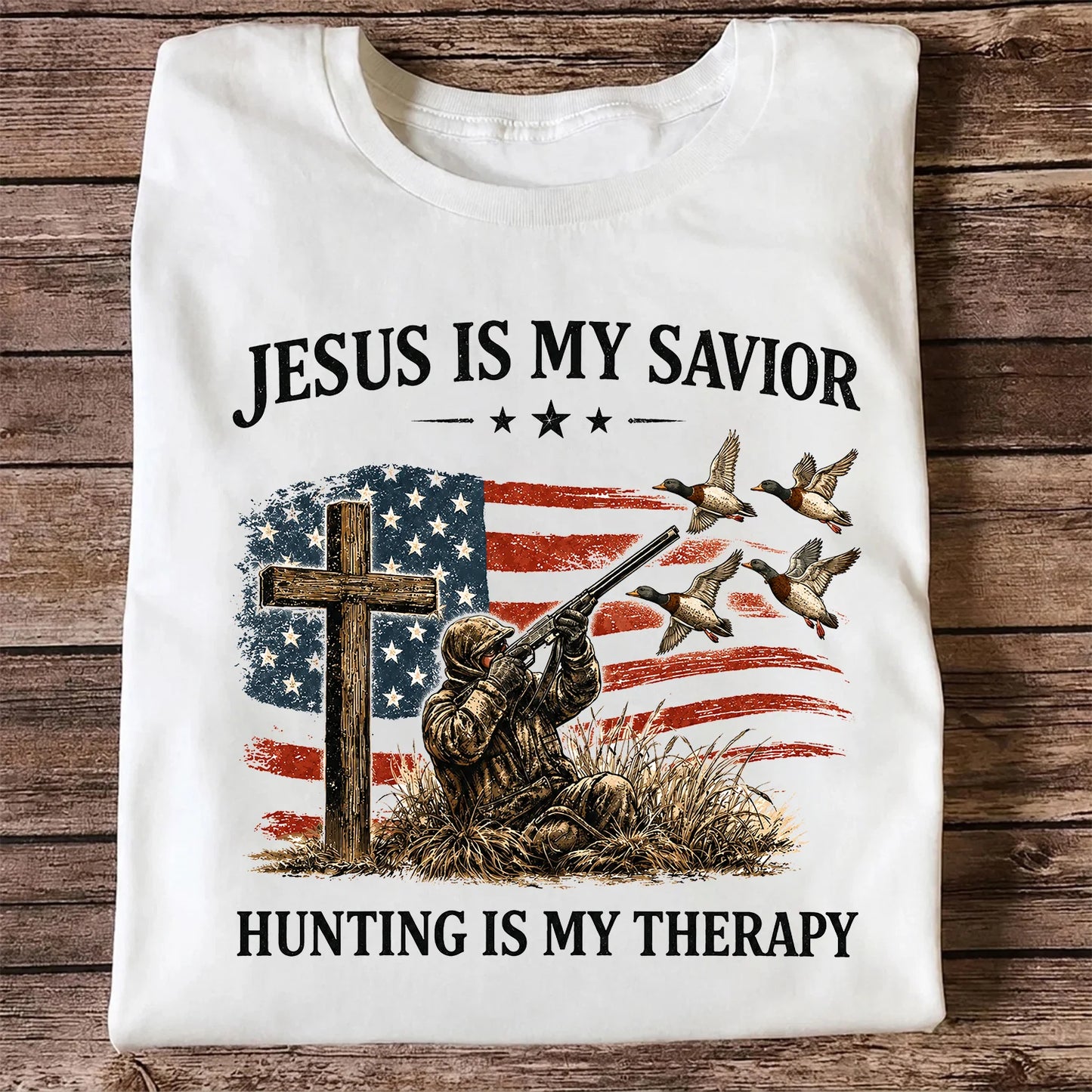 Jesus Is My Savior Hunting Is My Therapy T-Shirt, Christian Hunter Tee