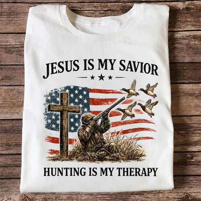 Jesus Is My Savior Hunting Is My Therapy T-Shirt, Christian Hunter Tee