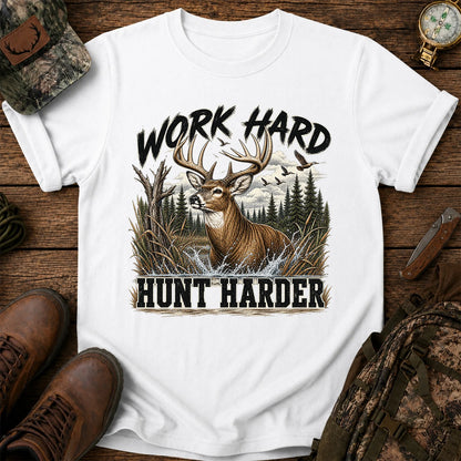 Work Hard Hunt Harder T-Shirt, Vintage Deer Hunting Tee