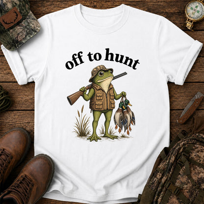 Off to Hunt T-Shirt, Funny Frog Duck Hunting Tee