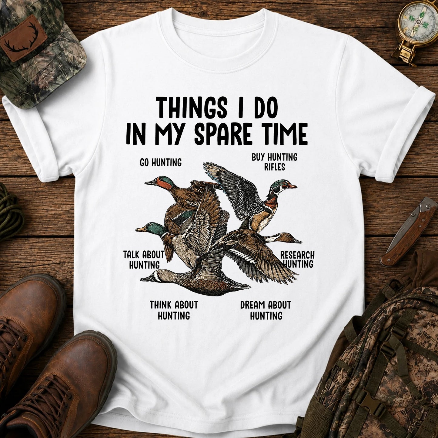 Things I Do in My Spare Time T-Shirt, Duck Hunting Tee