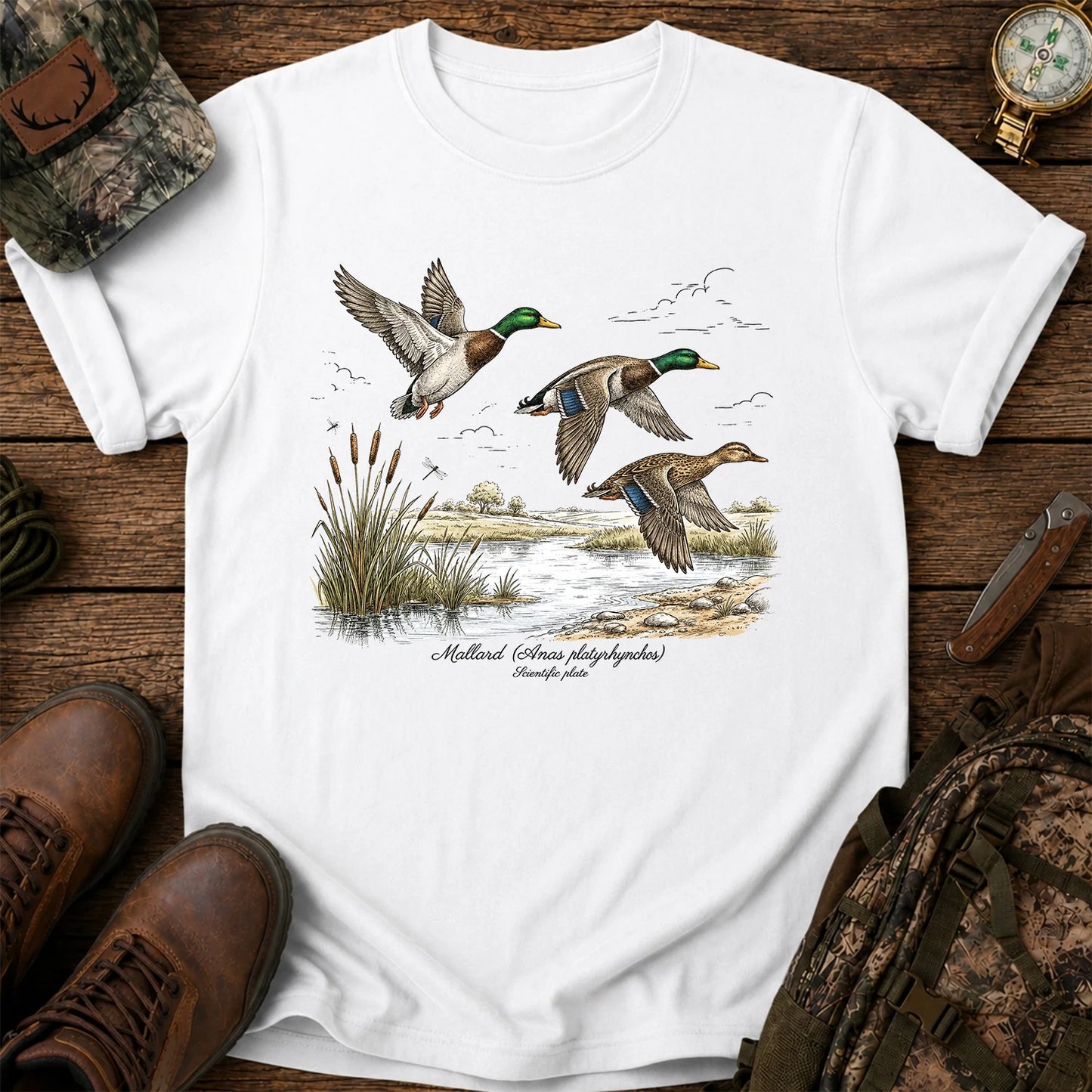 Mallard Anas Platyrhynchos T-Shirt, Vintage Duck Plate