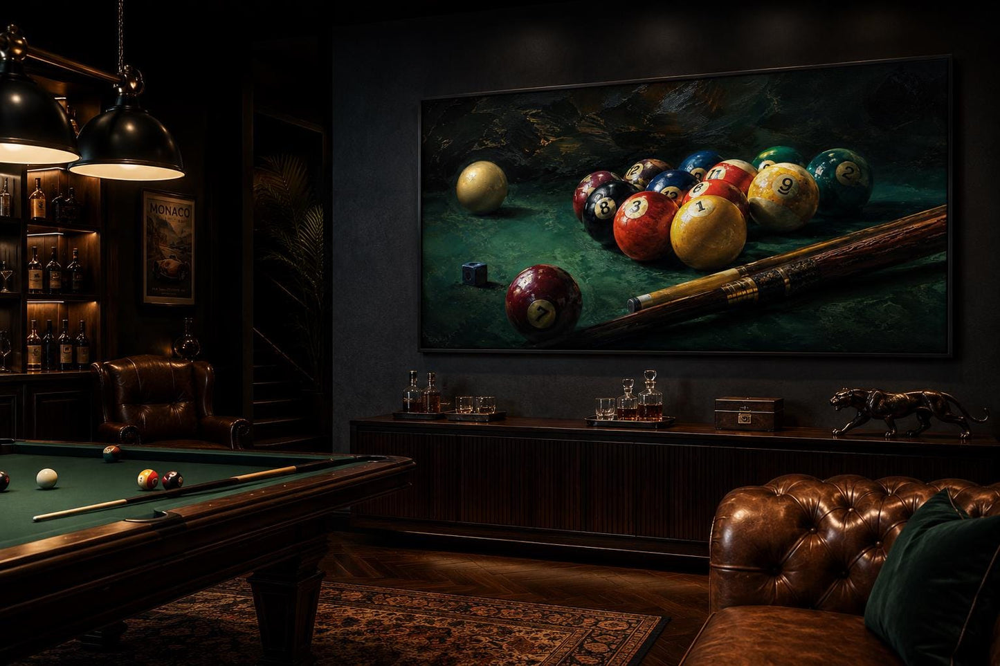 Billiard Balls Canvas Print – Realistic Pool Table Wall Art for Game Room Decor