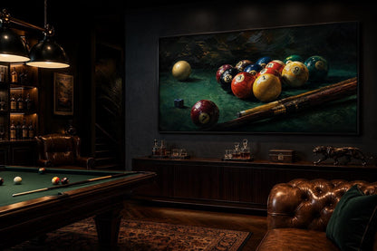 Billiard Balls Canvas Print – Realistic Pool Table Wall Art for Game Room Decor