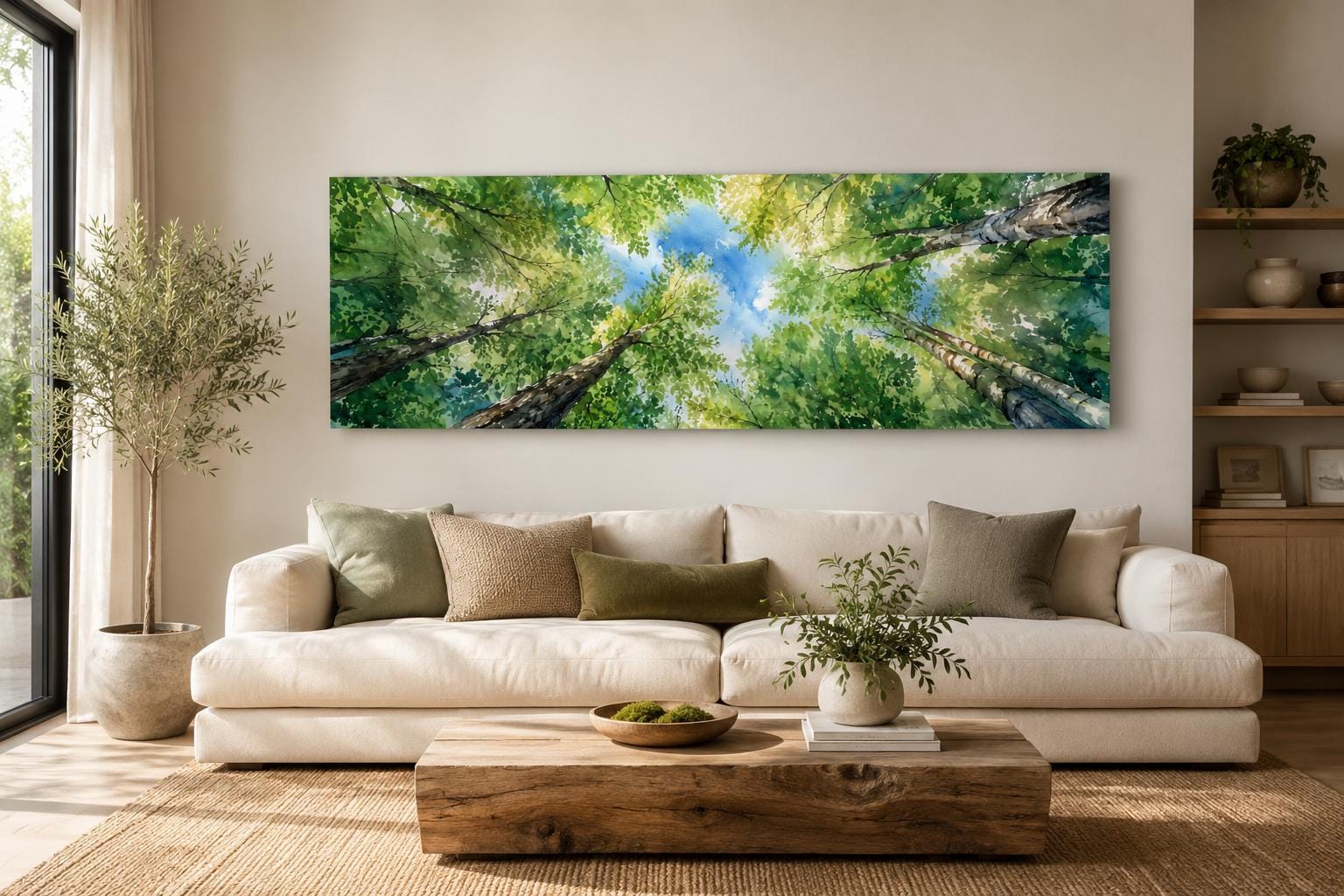 Forest Canopy Wall Art | Green Tree Wall Decor for Modern Farmhouse Spaces