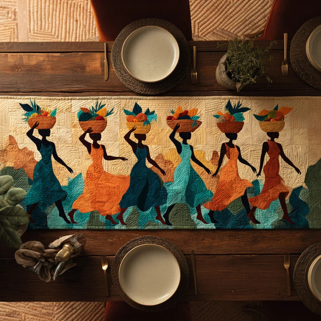 African Black Woman Harvest Quilted Table Runner