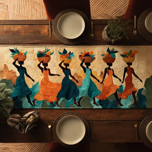 African Black Woman Harvest Quilted Table Runner