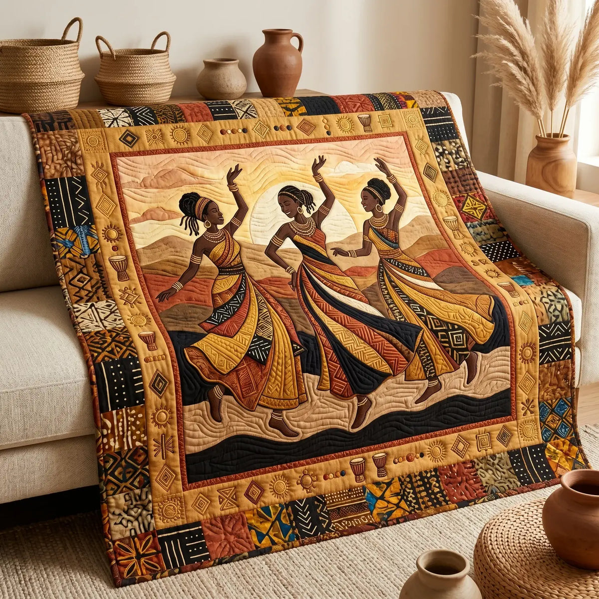 African Heritage Dancing Quilt Blanket