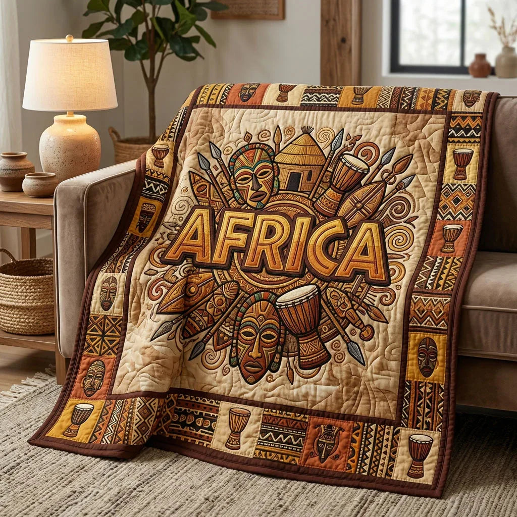 African Heritage Tribal Quilt Blanket
