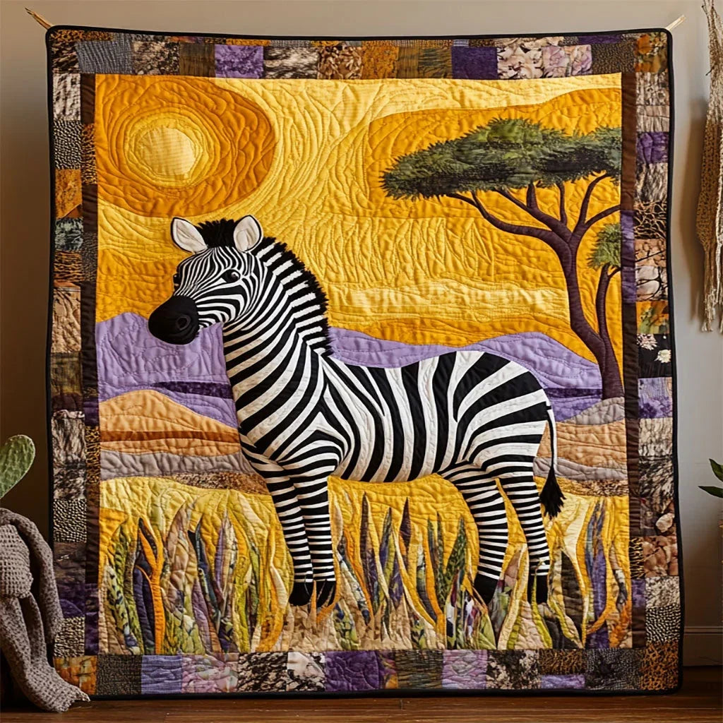 African Savannah Zebra Quilt Blanket