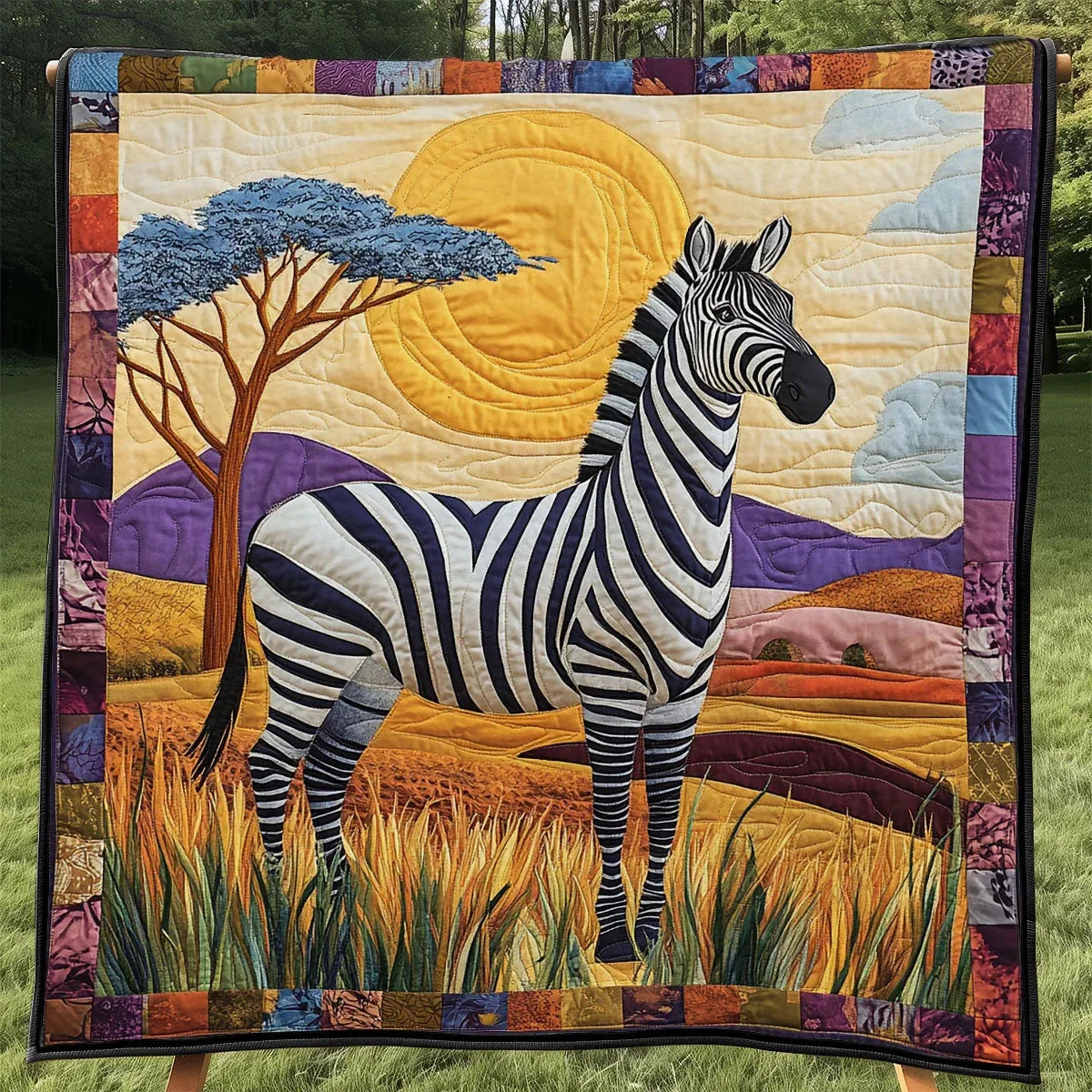 African Savannah Zebra Quilt Blanket