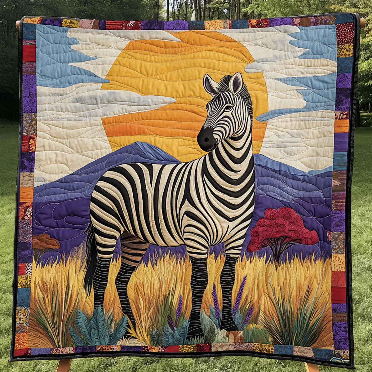 African Savannah Zebra Quilt Blanket