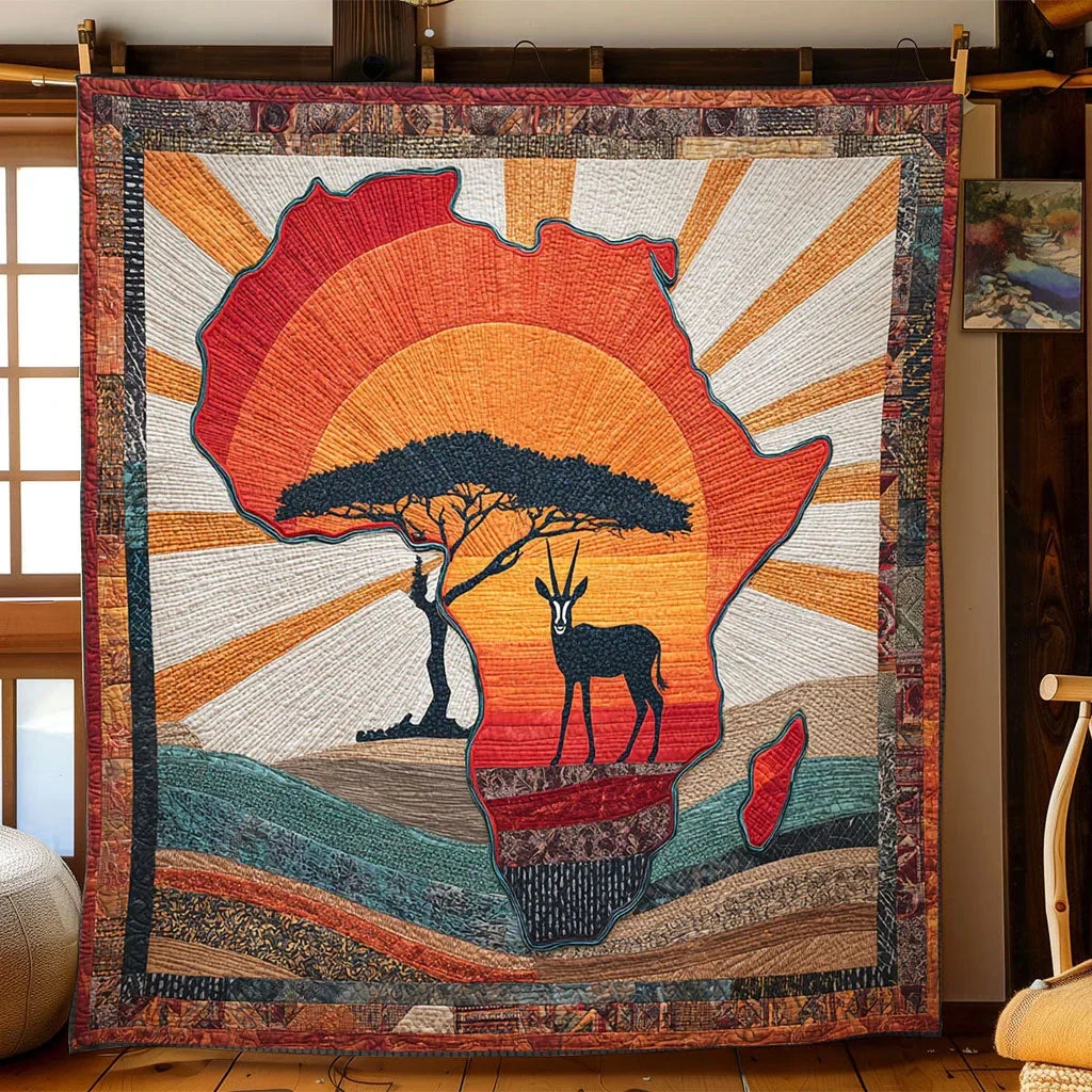 African Sunrise Path Quilt Blanket