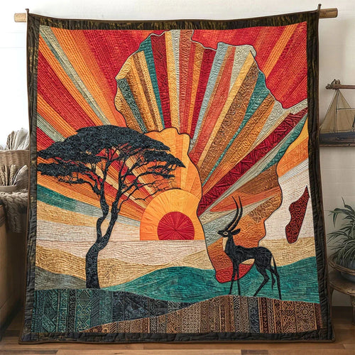 African Sunset Spirit Quilt Blanket