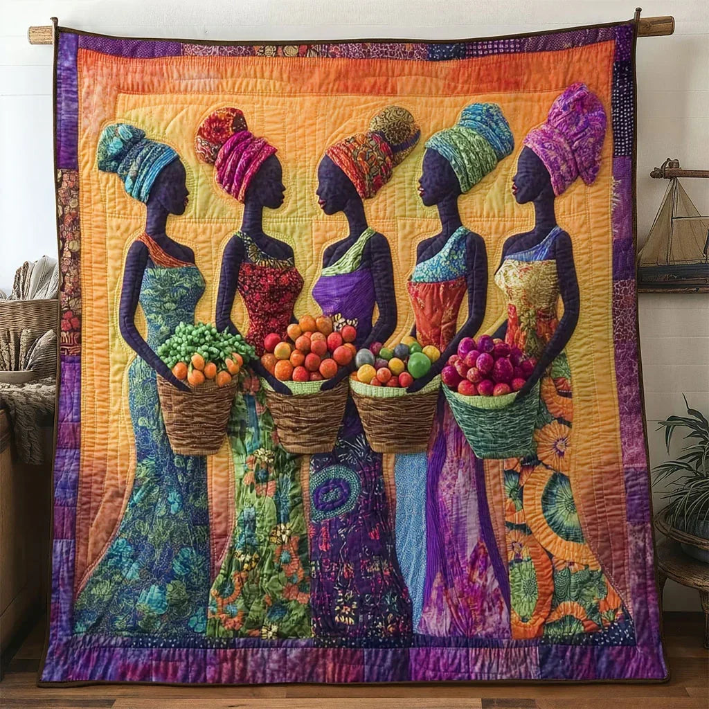 African Women Fields Quilt Blanket