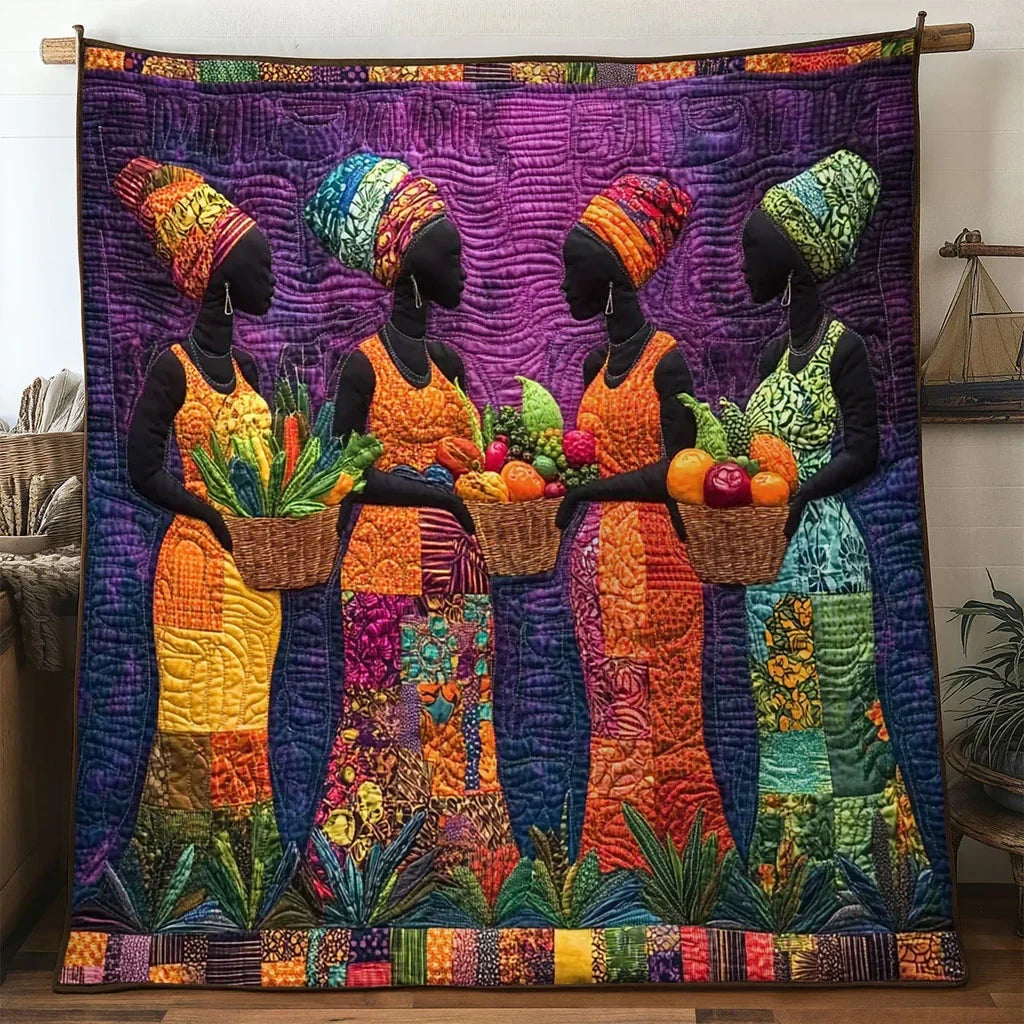 African Women Sunrise Quilt Blanket