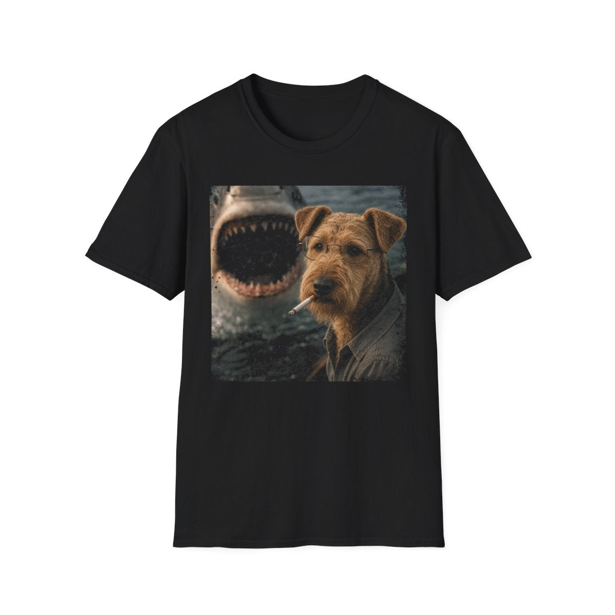 Airedale Terrier and Shark Tee