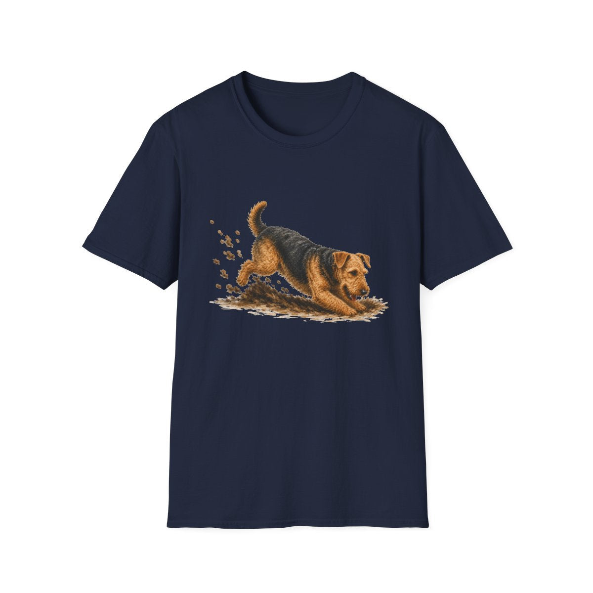 Airedale Terrier Excavating Mode On Tee