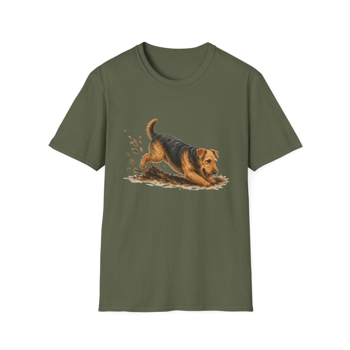 Airedale Terrier Excavating Mode On Tee