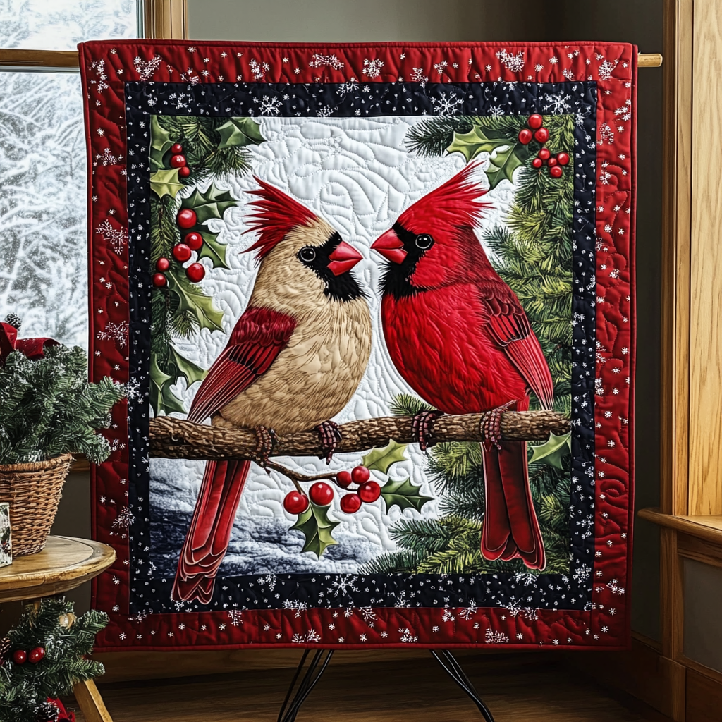 Cozy Cardinals Quilted Blanket - Throw (55" x 60")