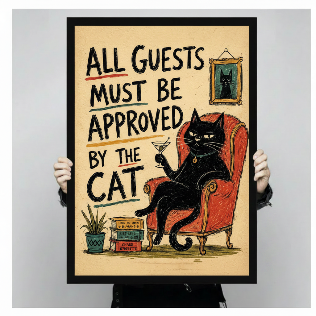 All Guests Approved By Cat Funny Canvas Art Wall Art