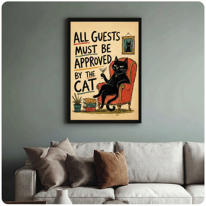 All Guests Approved By Cat Funny Canvas Art Wall Art