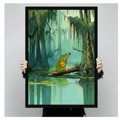 Swamp Alligator Playing Banjo Whimsical Canvas Art