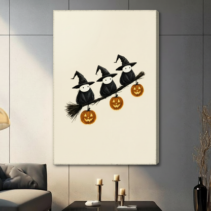 Halloween Witch Birds Pumpkin Canvas Art Wall Art