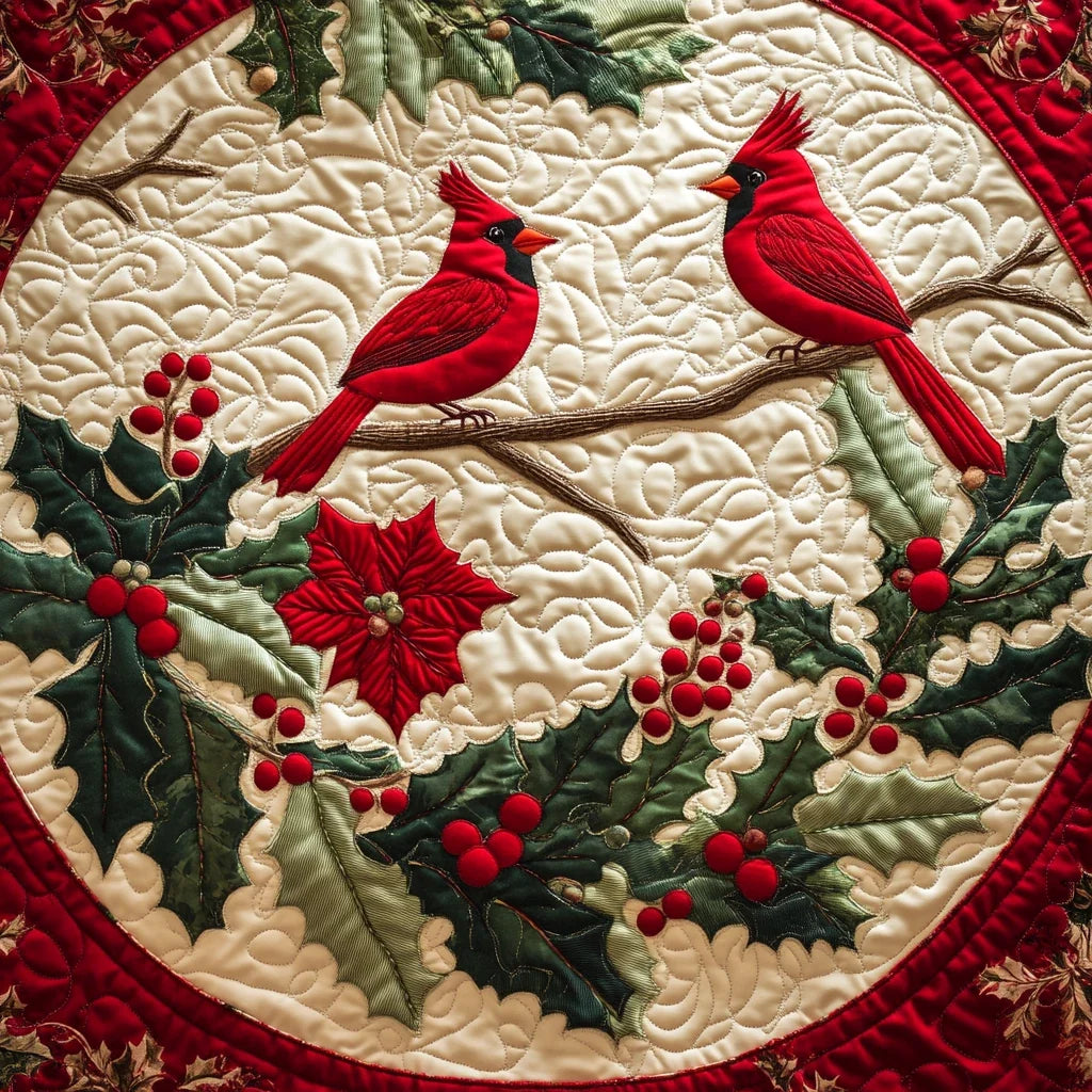 Amazing Cardinal Quilted Round Mat
