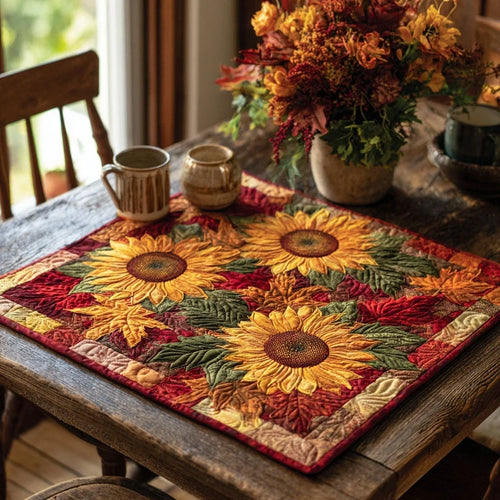 Amber Bloom Quilted Table Topper