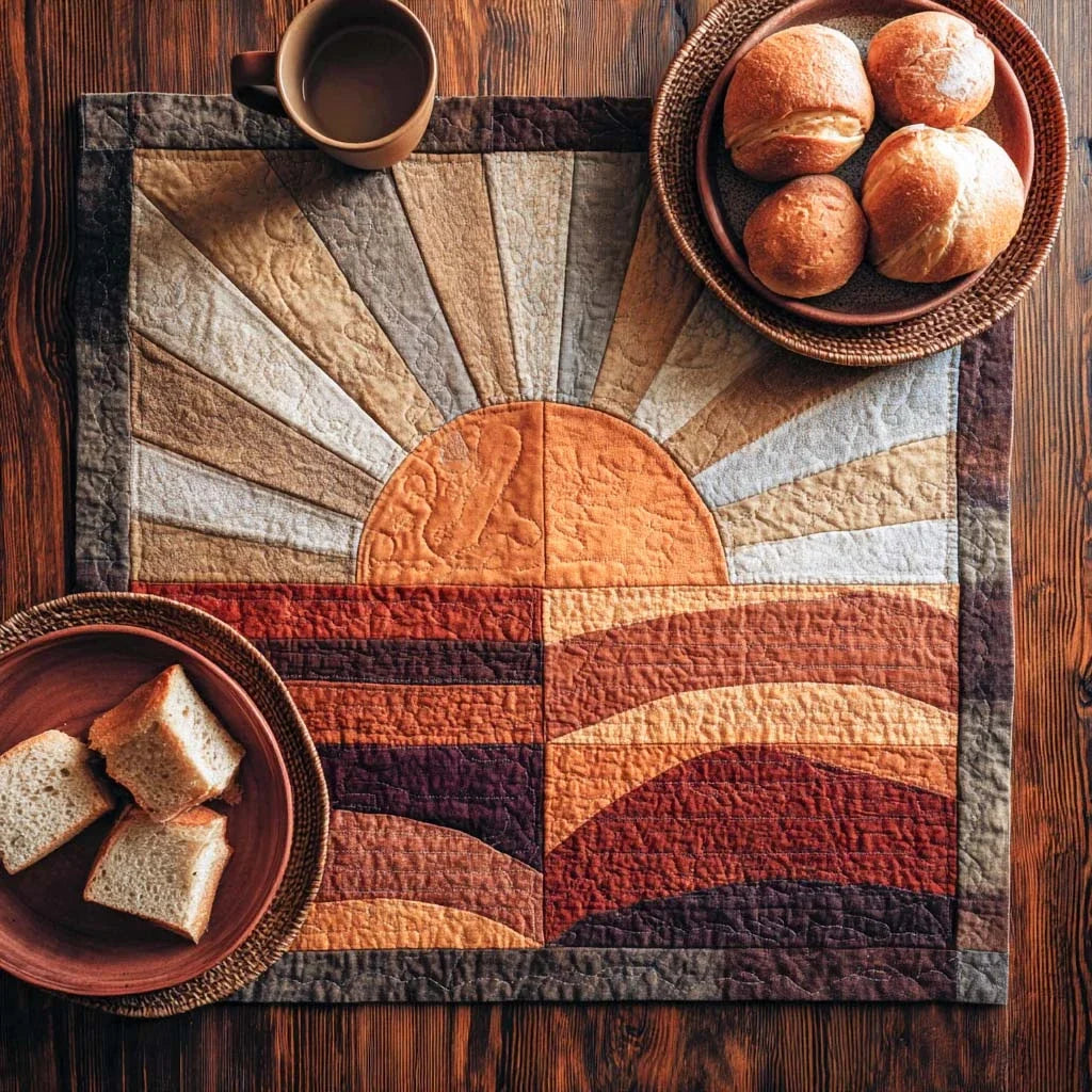 Amber Glow Valley Quilted Table Topper