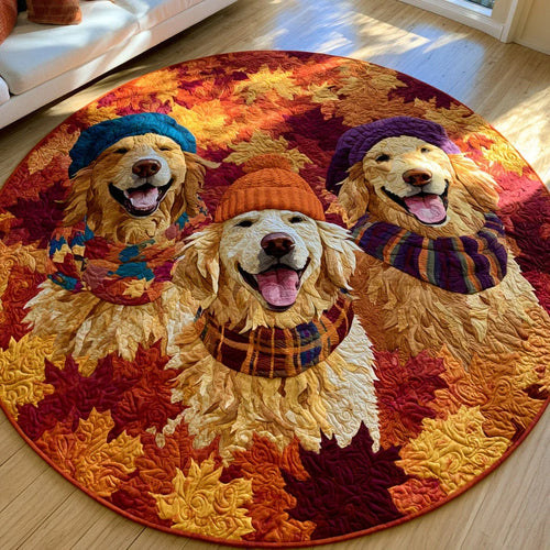 Amber Golden Retriever Quilted Round Mat