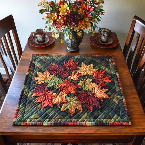Amber Leaf Dance Quilted Table Topper