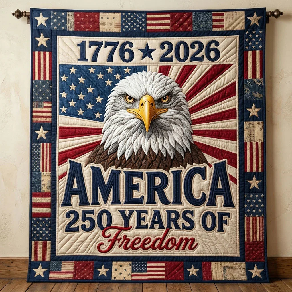 America 250 Years Of Freedom Eagle Quilt Blanket