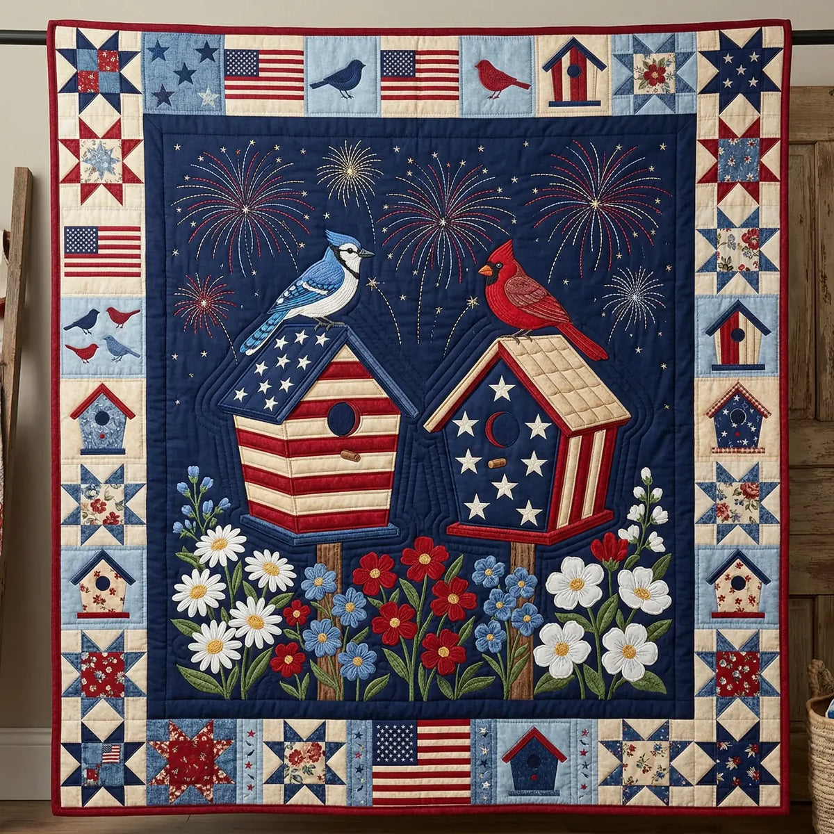 American Birds Quilt Blanket
