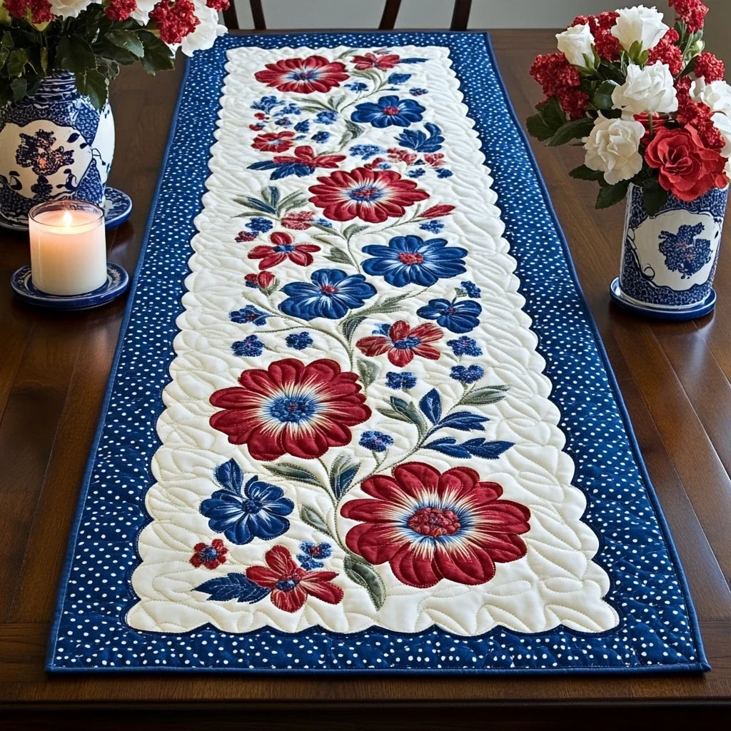 American Blooms Quilted Table Runner