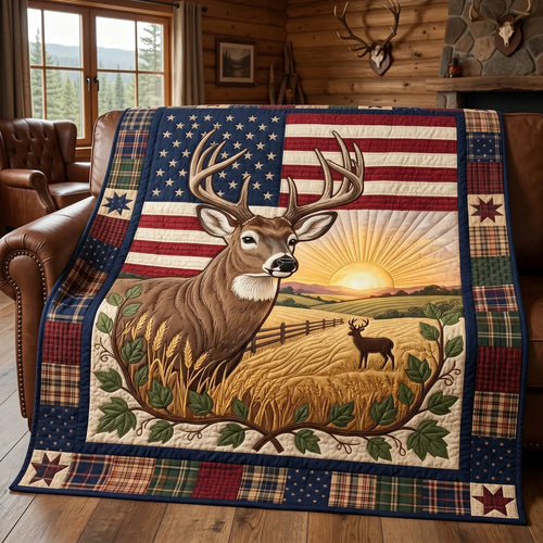 American Deer Quilt Blanket