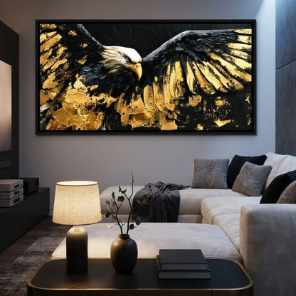 American Eagle in Gold & Black Canvas Wall Art