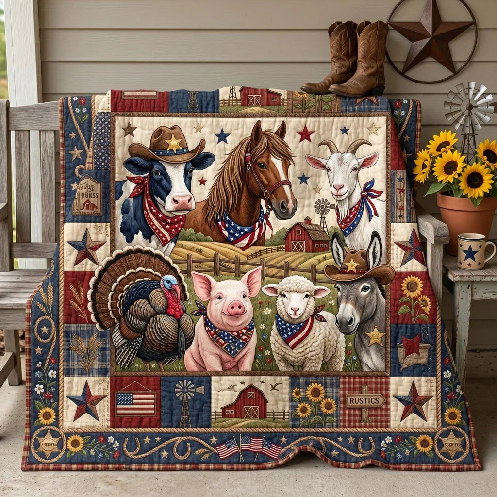 American Farm Friends Quilt Blanket