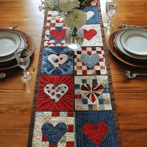 American Heartbeat Quilted Table Runner