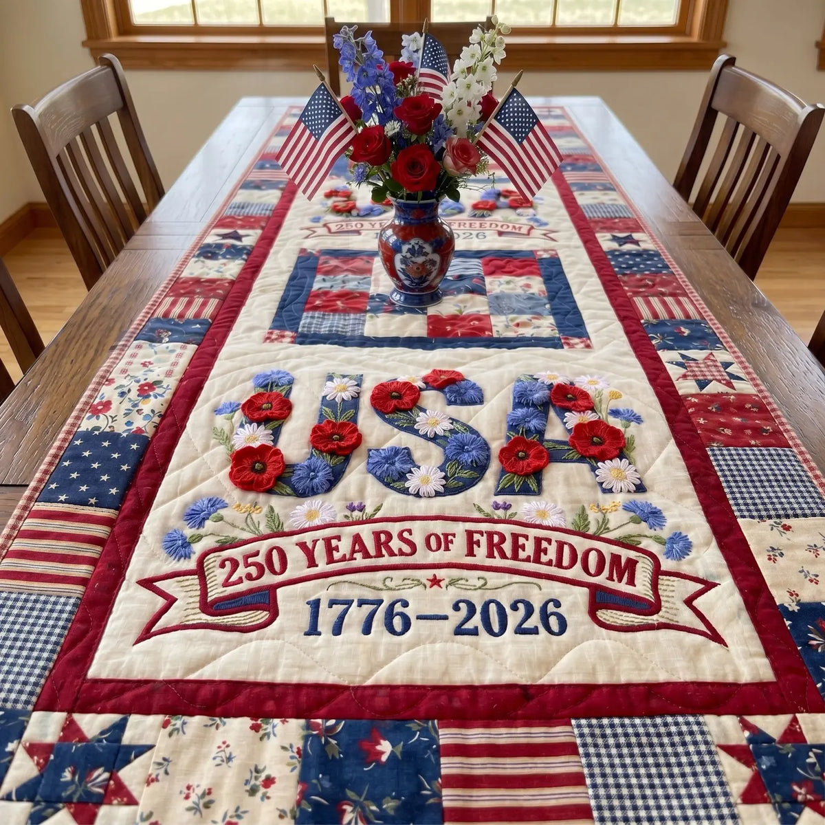 American Spirit Quilted Table Runner