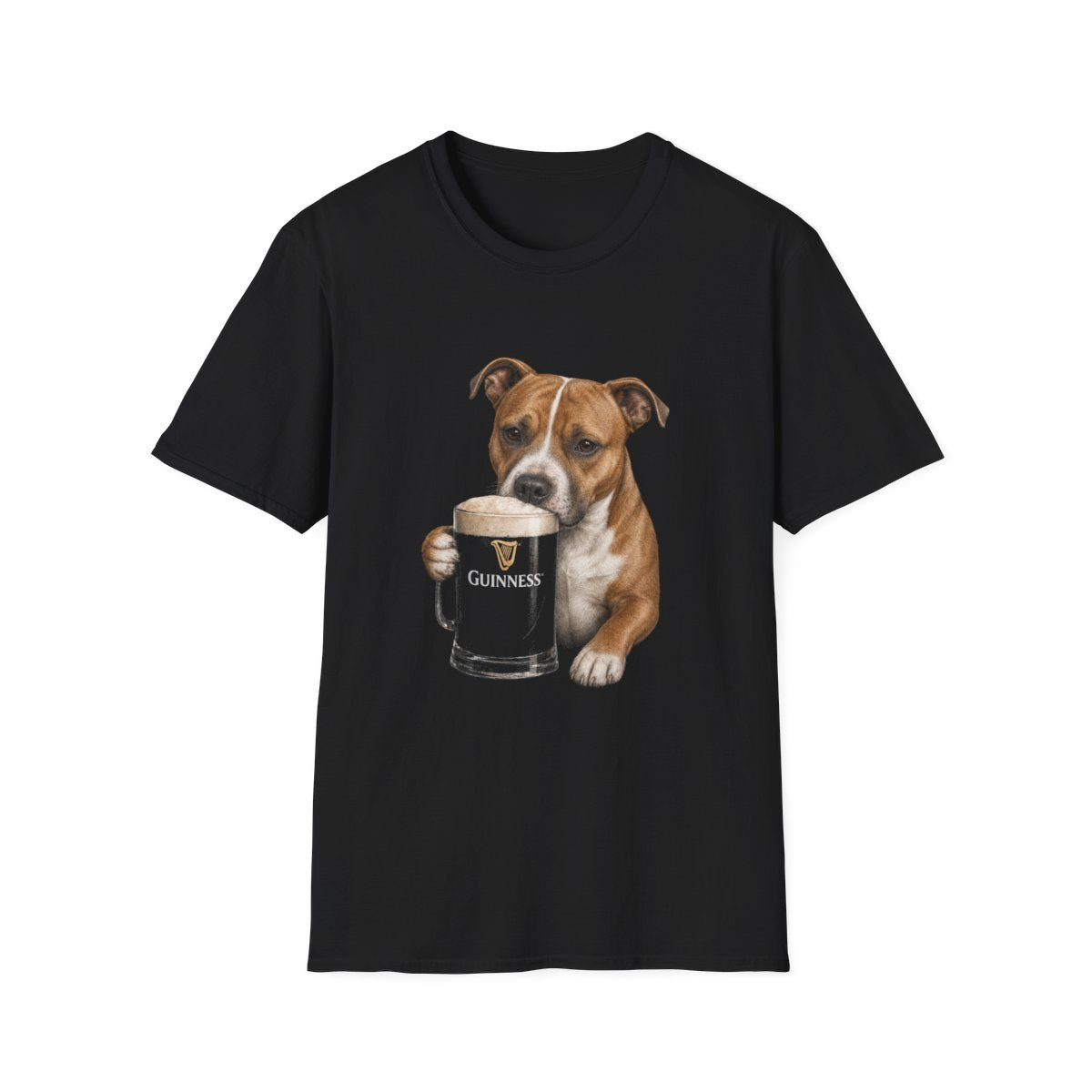 American Staffordshire Terrier With A Pint Tee