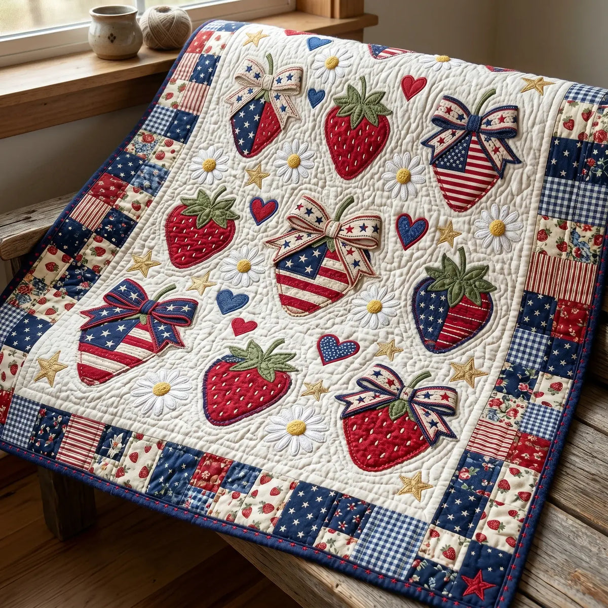 American Strawberry Quilt Blanket