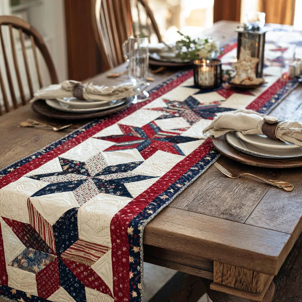 Americana Patchwork Quilted Table Runner