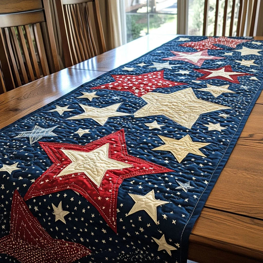 Americana Stars Quilted Table Runner