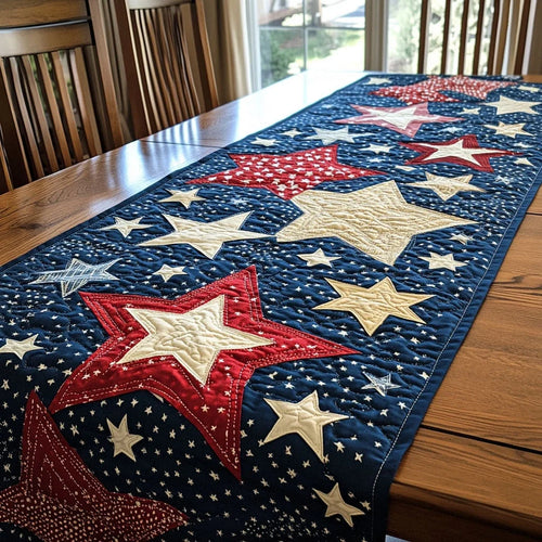 Americana Stars Quilted Table Runner