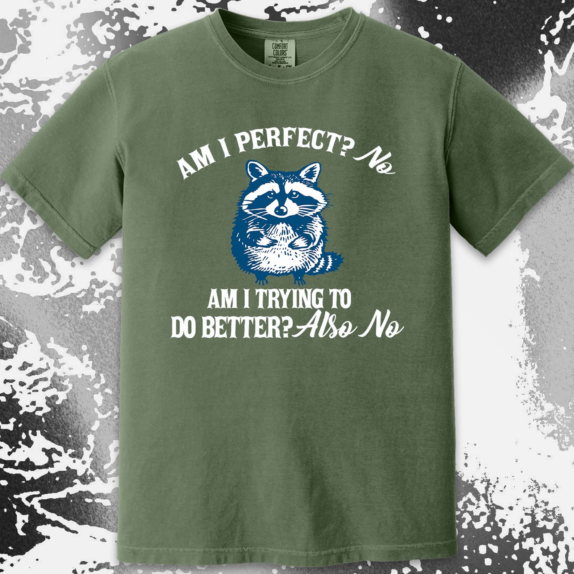 Am I Perfect? No Raccoon T-Shirt – Honest Self Awareness, funny meme tee gift (view 11)