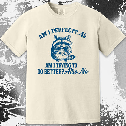 Am I Perfect? No Raccoon T-Shirt – Honest Self Awareness, funny meme tee gift (view 15)