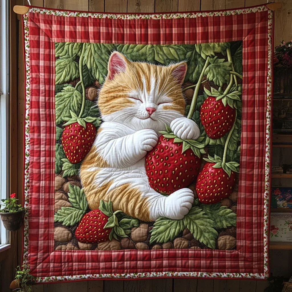 Among Strawberry Quilt Blanket